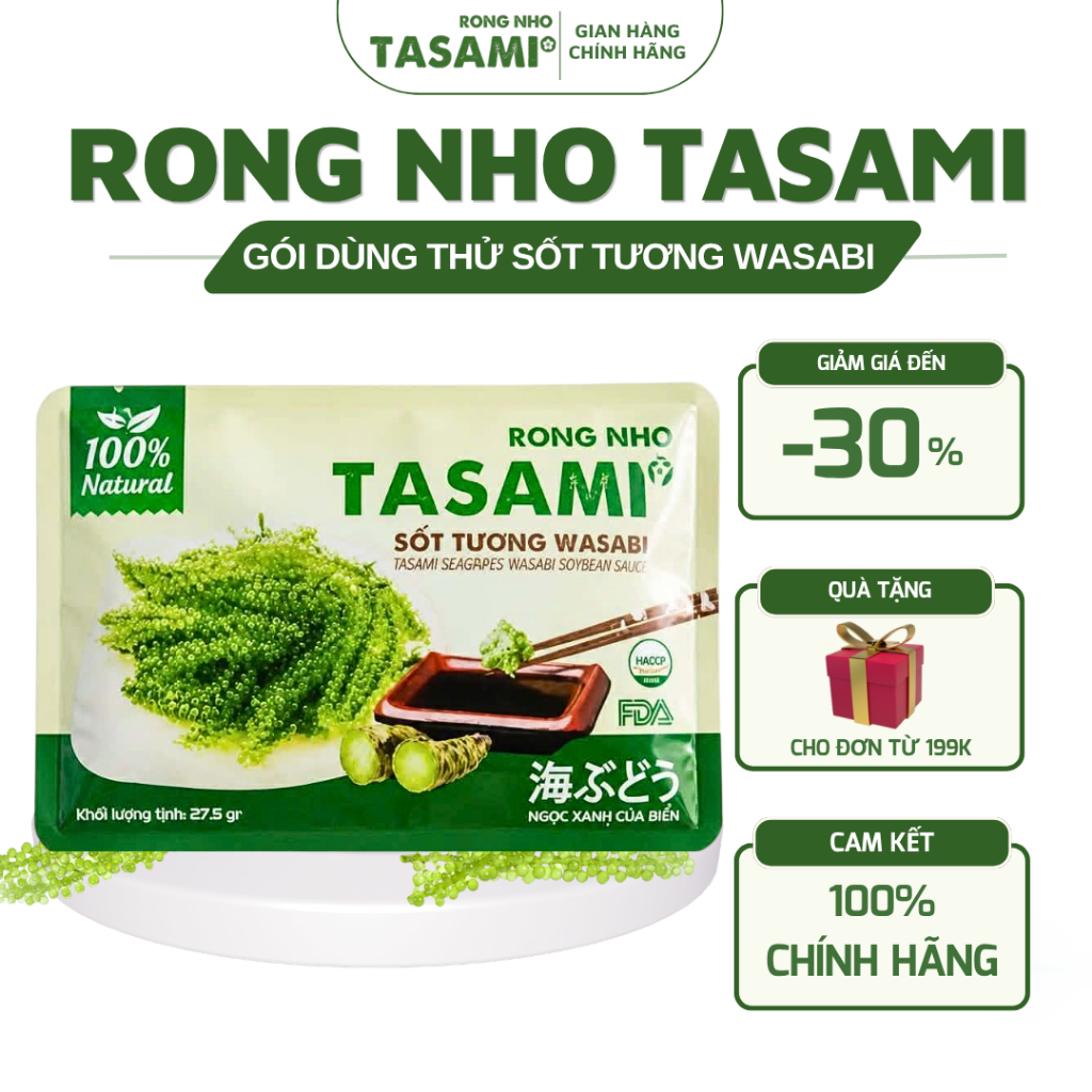 [GÓI DÙNG THỬ] Rong Nho Tách Nước Tasami Giòn Rụm Đủ Vị Xốt (20g - 35g) - Công Nghệ Nhật, Nở Gấp 3 Lần