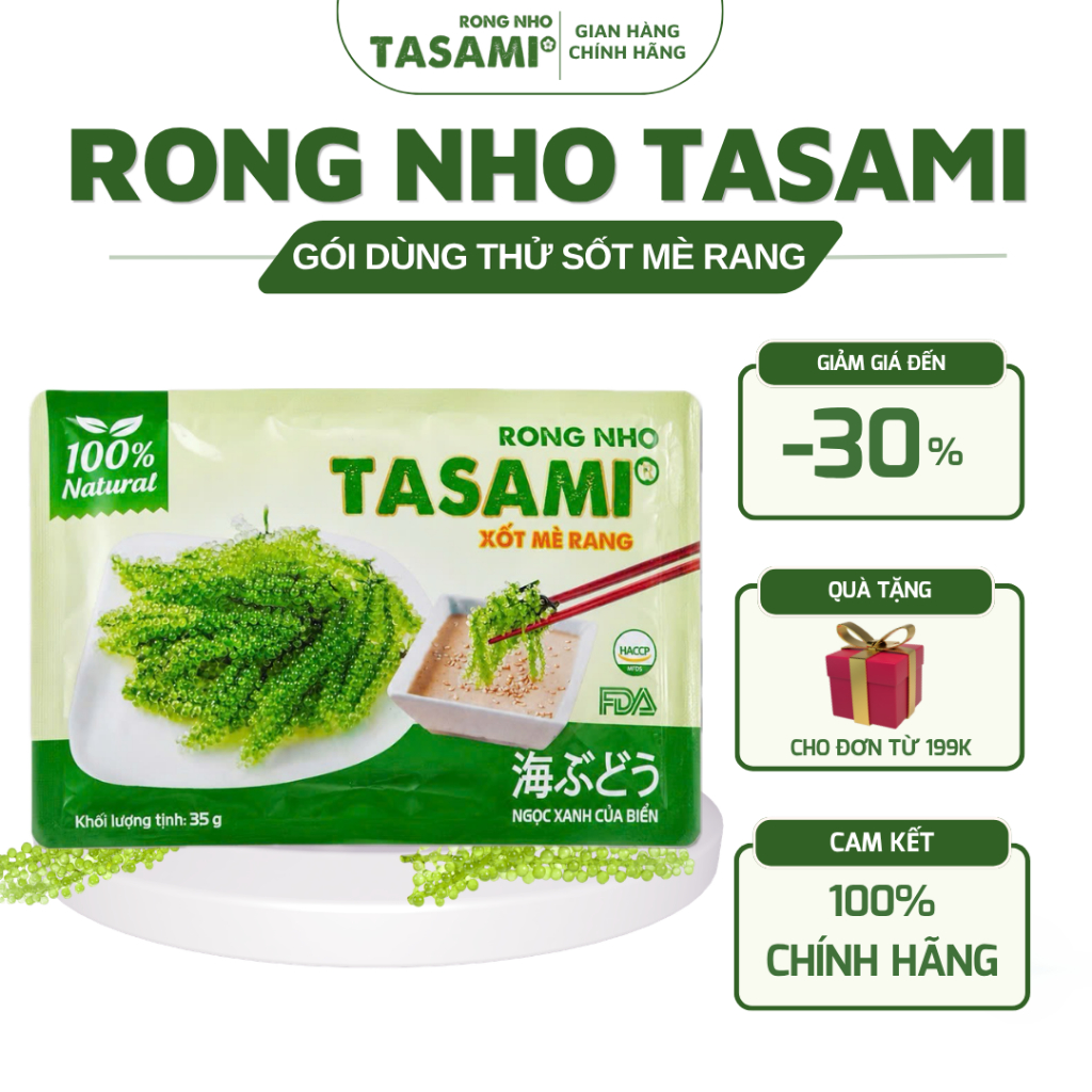 [GÓI DÙNG THỬ] Rong Nho Tách Nước Tasami Giòn Rụm Đủ Vị Xốt (20g - 35g) - Công Nghệ Nhật, Nở Gấp 3 Lần