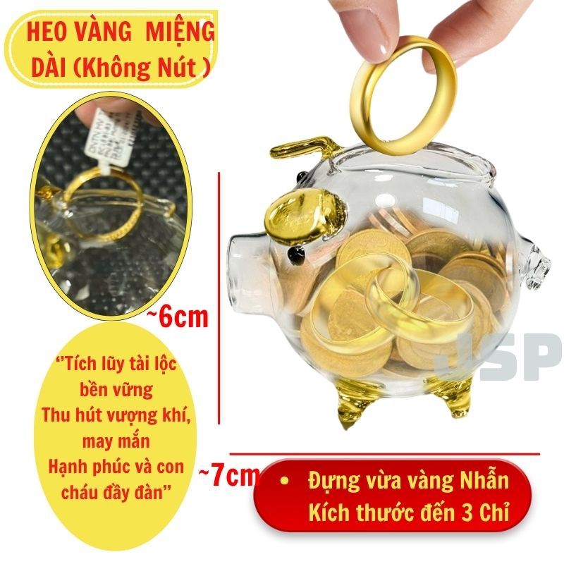 Lợn đựng vàng nhẫn  Chỉ vàng in LOGO >50 lợn thủy tinh đựng vàng tiết kiệm heo thuy tinh KAP