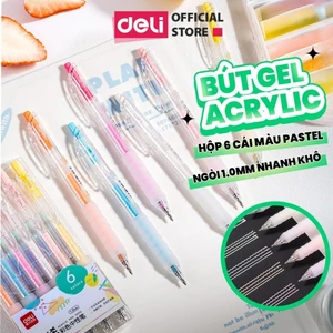 Set 6 Bút Gel Acrylic Ngòi 1.0mm 6 Màu Pastel Siêu Xinh Viết Trơn Tru Ra Mực Đều Nhanh Khô DIY Giáng Sinh