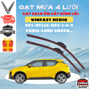 Gạt Mưa Ô Tô CÁC DÒNG XE VINFAST HERIO, LIMO GREEN, VF9, vf7, vf6, vf5, vf3, VFe34, LUX2.0, Silicon 4 Lưỡi Gạt Sạch Êm