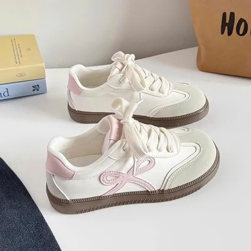 Giày Sneaker Nữ Phối Nơ Cá Tính Đế Mềm Style Hàn Quốc