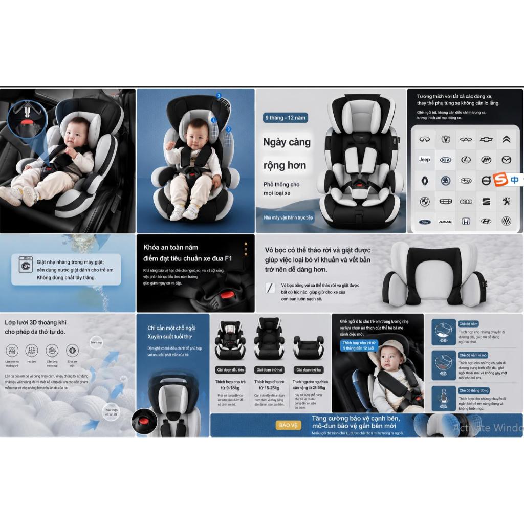 GHẾ NGỒI Ô TÔ TRẺ EM  BẢN NÂNG CẤP MỚI 2026 CHO TRẺ 0-12 TUỔI