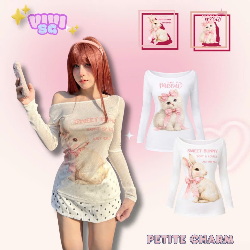 Áo thun nữ VIVI SG - Áo thun giấy tay dài Petite Charm xinh xắn, tôn dáng, vải co giãn êm mịn
