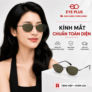 Kính Mát Oval 7337 Eye Plus Gọng Thép Không Gỉ Nhẹ Bền Tròng Chống Chói UV400 Thời Trang Unisex