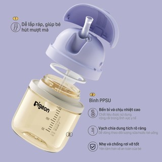 Bình tập uống Pigeon Training Master Series có bi trọng lực 200ml (12 tháng+)