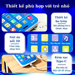 Điện thoại đồ chơi trẻ em có nhạc thiếu nhi tiếng Việt đèn LED đồ chơi âm thanh cho bé vui chơi