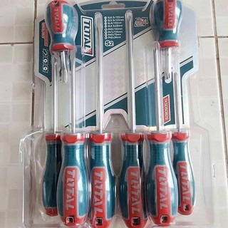 Bộ tua vít dẹp - bake TOTAL chính hãng,bộ tô vít đa năng thép CR-V siêu bền,tay cầm chống trượt DNTT