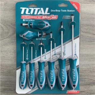 Bộ tua vít dẹp - bake TOTAL chính hãng,bộ tô vít đa năng thép CR-V siêu bền,tay cầm chống trượt DNTT