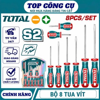 Bộ tua vít dẹp - bake TOTAL chính hãng,bộ tô vít đa năng thép CR-V siêu bền,tay cầm chống trượt DNTT