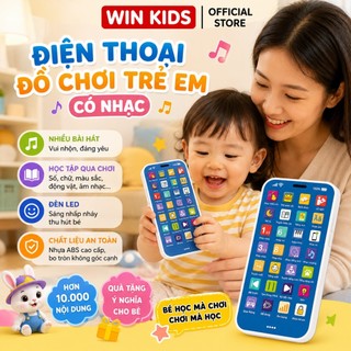 Điện thoại đồ chơi trẻ em có nhạc thiếu nhi tiếng Việt đèn LED đồ chơi âm thanh cho bé vui chơi