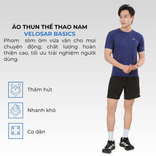 Áo thun nam thể thao Velosar RTS-60091A tập Gym, Tennis, Pickleball thoải mái, thấm hút, nhanh khô