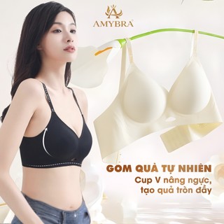 Áo Ngực Nữ Đúc Su không Gọng Dây Chữ Cá Tính - Áo Lót Nữ Cài Sau Nâng Ngực Tự Nhiên AMYBRA A960