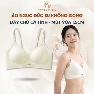 Áo Ngực Nữ Không Gọng Dây Chữ Cá Tính, Áo Lót Nữ Đúc Su Mút Vừa 1.5cm Ngăn Xệ AMYBRA A960