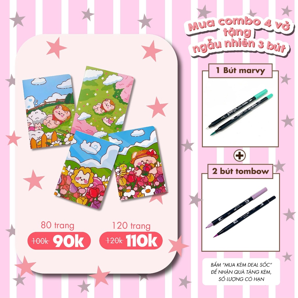 Combo 4 quyển Vở B5 Ốc Sên Nông trại - Caro