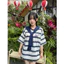Áo Thun Nữ Kẻ Viền To Quàng Khăn Cổ Đáng Yêu Chất Thun Cotton Mềm Co Dãn