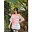 Áo Thun Nữ Kẻ Viền To Quàng Khăn Cổ Đáng Yêu Chất Thun Cotton Mềm Co Dãn