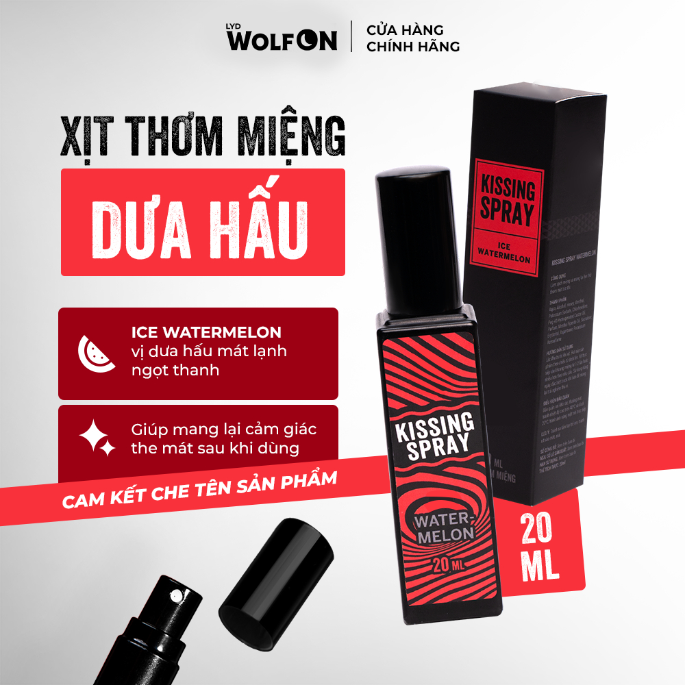 Xịt Thơm Miệng Kissing Spray LYD Wolf ON Hương Ice Watermelon Vị Dưa Hấu Lạnh Ngọt Dịu Nhỏ Gọn 20ml