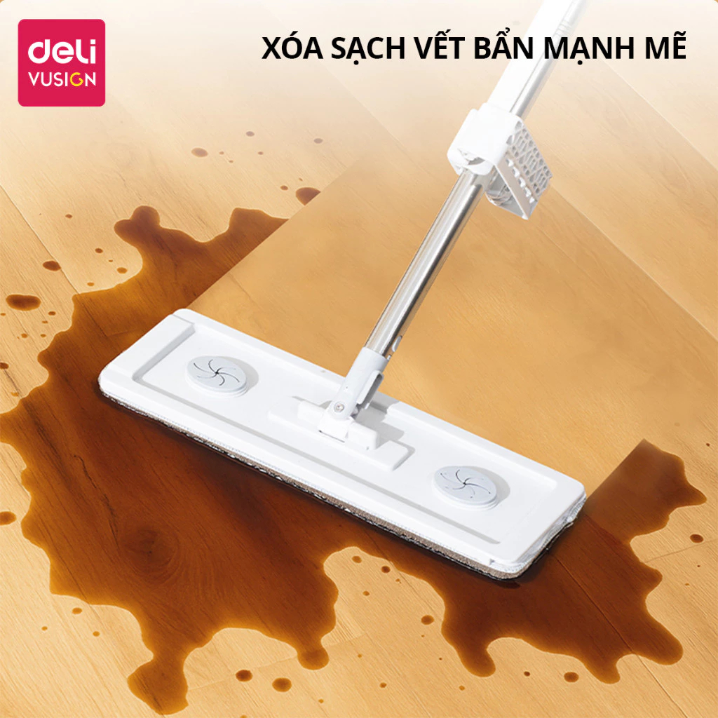 [DEAL MỞ BÁN] Cây Lau Nhà Thông Minh Tự Vắt Deli Vusign  Đầu Xoay 360 Độ Linh Hoạt KÈM BÔNG, Lau Siêu Sạch