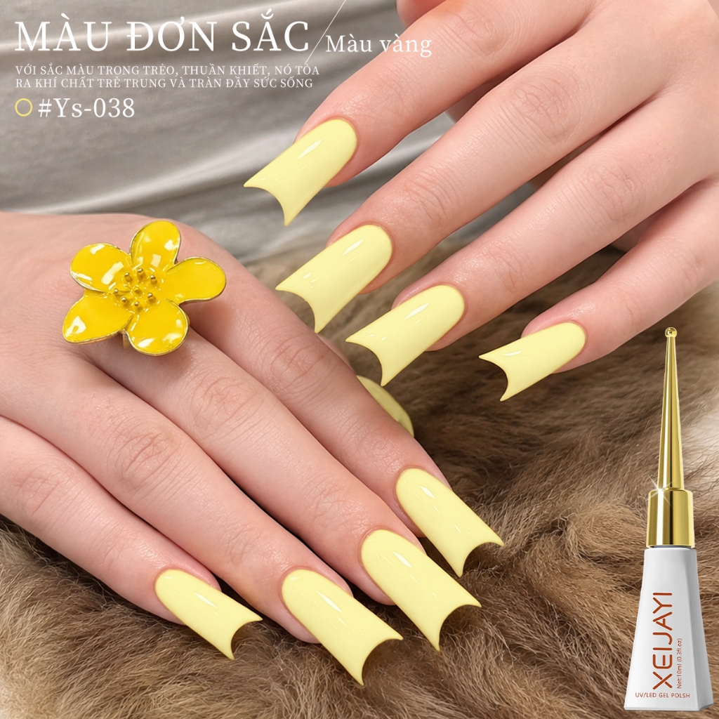 XEIJAYI 10ml - Sơn móng tay dạng gel màu vàng tươi mới, màu sắc bền lâu, phù hợp cho mọi mùa.