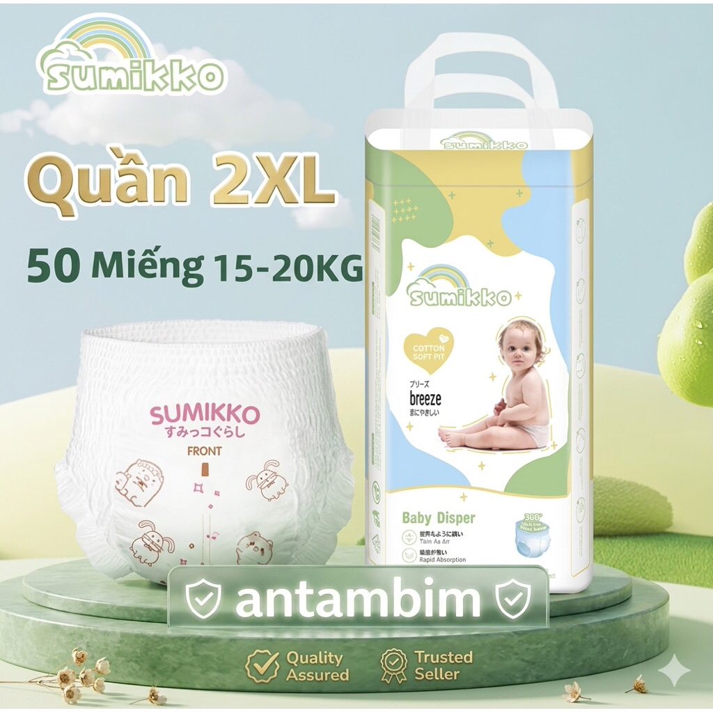 Bỉm Quần SUMIKKO Nội Địa Cao Cấp Size M/L/XL/XXL/XXXL 50 Miếng – Mỏng Nhẹ, Thấm Hút Tốt, Chống Tràn Cho Bé