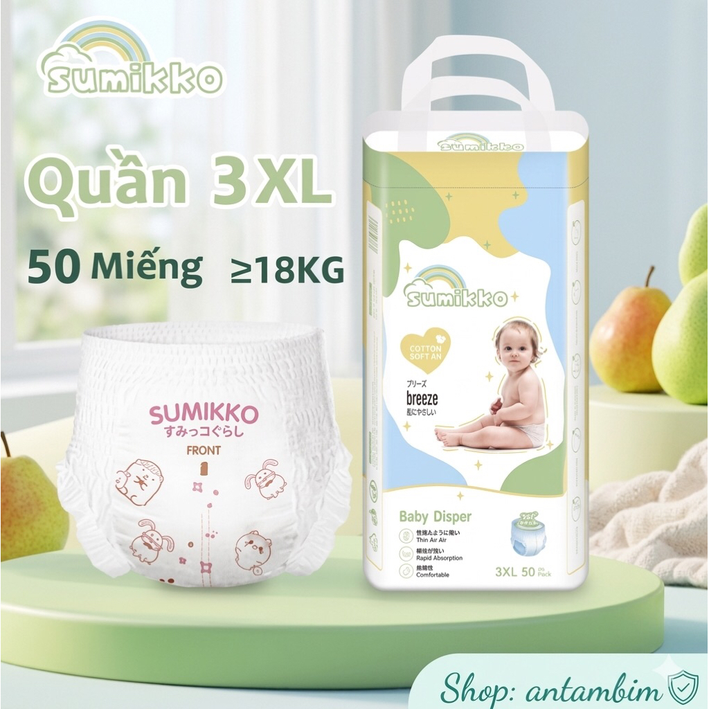 Bỉm Quần SUMIKKO Nội Địa Cao Cấp Size M/L/XL/XXL/XXXL 50 Miếng – Mỏng Nhẹ, Thấm Hút Tốt, Chống Tràn Cho Bé