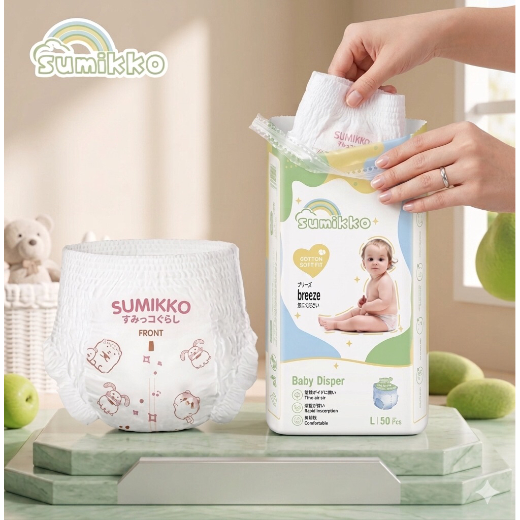 Bỉm Quần SUMIKKO Nội Địa Cao Cấp Size M/L/XL/XXL/XXXL 50 Miếng – Mỏng Nhẹ, Thấm Hút Tốt, Chống Tràn Cho Bé