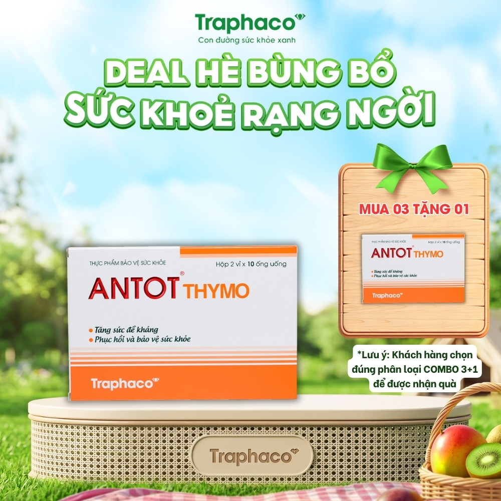 Thực Phẩm Bảo Vệ Sức Khỏe Antot Thymo Traphaco Hỗ Trợ Tăng Sức Đề Kháng Giúp Ăn Ngon Hộp 2 Vỉ x10 Ống Uống