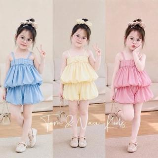 S288-[tomnaukids] Set áo 2 dây phối quần bí vải gió cực kỳ mát cho bé gái size từ 8-30Kg