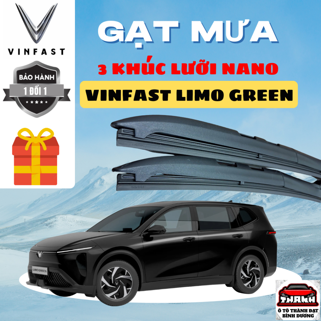 Gạt Mưa LIMO GREEN, Gạt Mưa Các Dòng Xe VINFAST VF3 , VF5, VF6, VF7, VF8, 9, VFe34, HERIO, Lưỡi Silicon NANO Gạt Sạch ÊM