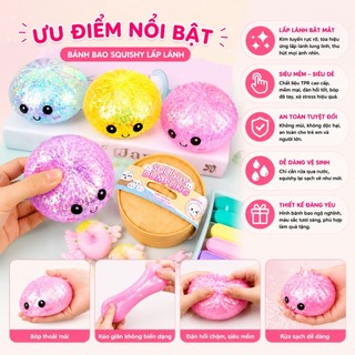 Bánh Bao Squishy lấp lánh đồ chơi bóp tay mềm mại đồ chơi giảm căng thẳng cho bé và người lớn