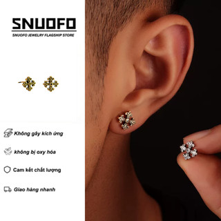 SNUOFO - Khuyên tai nam nữ thánh giá đuôi én đồng cổ điển đính đá phong cách đường phố cá tính thời trang