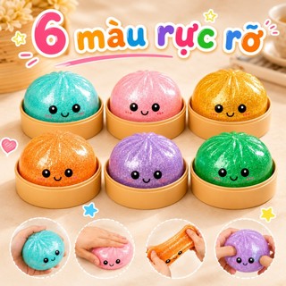 Bánh Bao Squishy lấp lánh đồ chơi bóp tay mềm mại đồ chơi giảm căng thẳng cho bé và người lớn