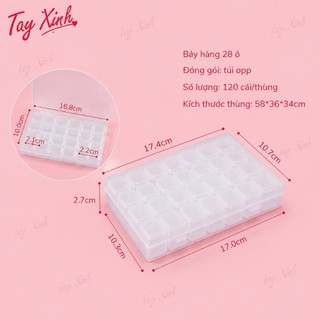 Set Hộp Nhựa, Set Hộp 28 Ô Màu Trong Đựng Charm Đá, Phụ Kiện Nail Chuyên Dụng Ngành Nail Mẫu Mới Hottrend 2026