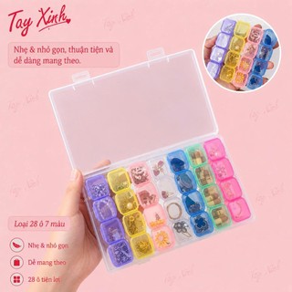 Set Hộp Nhựa, Set Hộp 28 Ô Màu Trong Đựng Charm Đá, Phụ Kiện Nail Chuyên Dụng Ngành Nail Mẫu Mới Hottrend 2026
