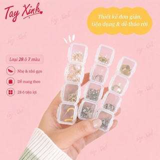 Set Hộp Nhựa, Set Hộp 28 Ô Màu Trong Đựng Charm Đá, Phụ Kiện Nail Chuyên Dụng Ngành Nail Mẫu Mới Hottrend 2026