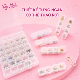 Set Hộp Nhựa, Set Hộp 28 Ô Màu Trong Đựng Charm Đá, Phụ Kiện Nail Chuyên Dụng Ngành Nail Mẫu Mới Hottrend 2026