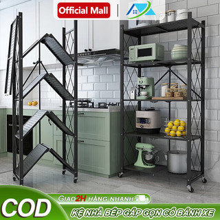 Giá Sắt Gấp Gọn Đa Năng 3/4/5 Tầng Kệ Đựng Đồ Có Thể Gập Lại,Di Chuyển Dễ Dàng Với Bánh Xe Chắc Chắn