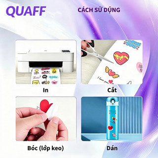 QUAFF Decal ảnh  chính hãng A4 90GSM – Bóng, tự dính, in được – Đồ DIY”