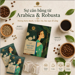 Cà Phê Túi Lọc Hancoffee Blend 60% Arabica 40% Robusta Vị Chua Thanh, Đắng Nhẹ Hộp 10 gói