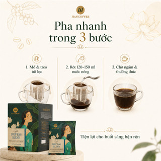 Cà Phê Túi Lọc Hancoffee Blend 60% Arabica 40% Robusta Vị Chua Thanh, Đắng Nhẹ Hộp 10 gói