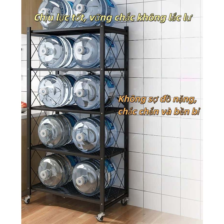 Kệ Để Đồ Gấp Gọn Sơn Tĩnh Điện Kệ Đa Năng Có Bánh Xe, Thiết Kế Tiện Lợi Cho Nhà Bếp Nhà Tắm