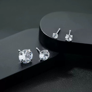 SNUOFO - Khuyên tai nam nữ thép titan đá zirconia 4 chấu sáng lấp lánh phong cách tối giản thời trang đa năng