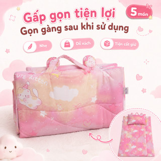 Bộ 5 Món Tấm Trải, Chăn, Gối Cho Bé Đi Học Mầm Non, Tiểu Học NIN House | Visco, Cooing Fabric | Mát Lạnh, Êm Ái.