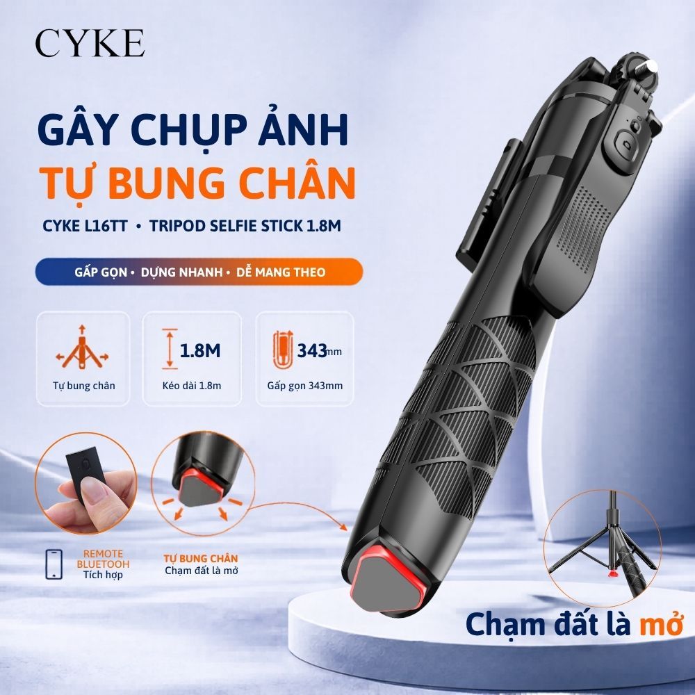 Gậy Chụp Ảnh 3 Chân CYKE L16 Kéo Dài 1m55 – Sử Dụng Cho Đa Thiết Bị