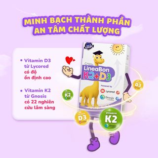 Lineabon Vitamin D3K2 dạng nhỏ giọt (lọ 10ml) - Hỗ Trợ Hấp Thu Canxi Cho Trẻ