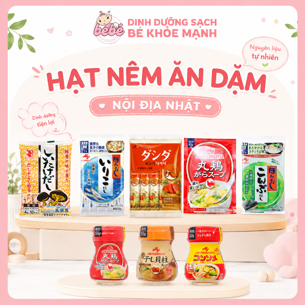 Hạt Nêm Ăn Dặm Nội Địa Nhật Cho Bé. Gia Vị Nhật Bản Cho Bé Ăn Dặm