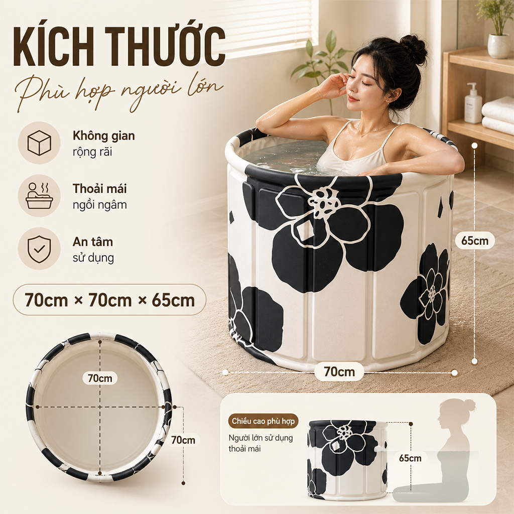𝐎𝐥𝐢𝐟𝐞 Bồn Tắm Gấp Gọn Người Lớn Spa Tại Nhà Giải Nhiệt Mùa Hè Cho Phòng Tắm Nhỏ Cao Cấp Tắm Ngâm Tại Nhà Bồn Tắm Chill