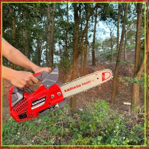Máy cưa xích chạy xăng tay cụt Kamasu mini cầm tay 25cc máy cưa xích cưa gỗ nhẹ khỏe, lam 30cm