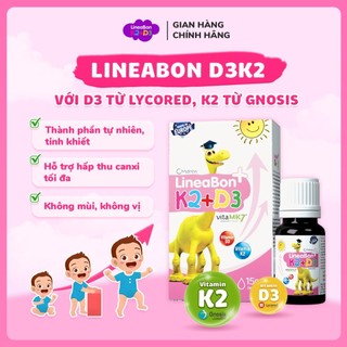 Lineabon D3 K2 Dạng Nhỏ Giọt Tiện Lợi (lọ 15ml) - Hỗ Trợ Hấp Thu Canxi Cho Trẻ